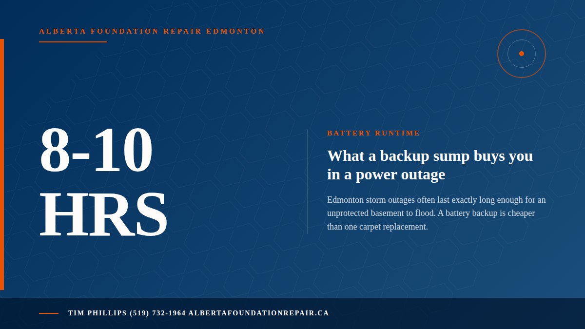 Battery Backup Sump Pump Edmonton: Why Power Outages Flood Basements — key fact visual from Alberta Foundation Repair