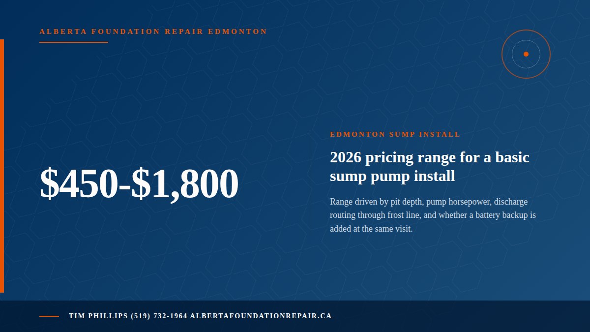 Sump Pump Cost Edmonton: 2026 Pricing Guide — key fact visual from Alberta Foundation Repair