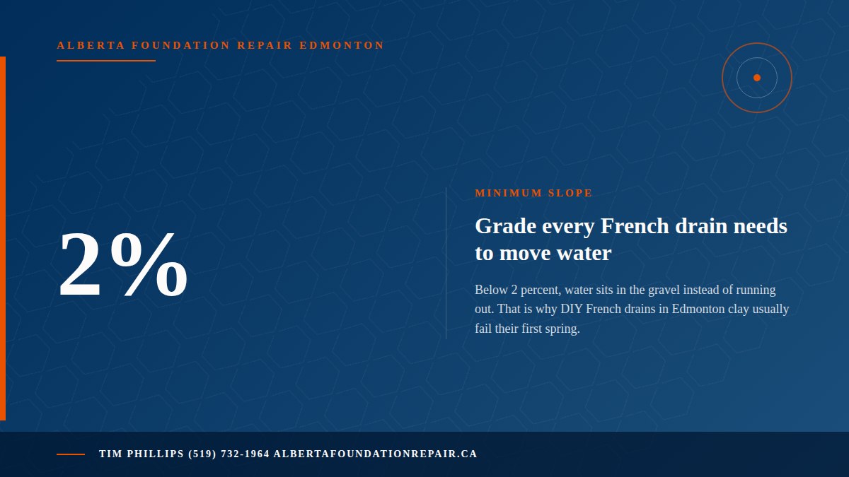 French Drain Edmonton: Exterior Drainage for Clay Soil Homes — key fact visual from Alberta Foundation Repair