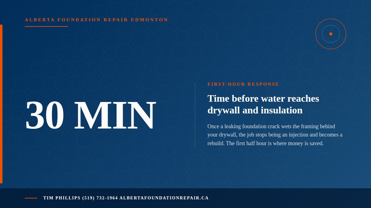 Water Leaking Through A Foundation Crack In Edmonton: What To Do — key fact visual from Alberta Foundation Repair