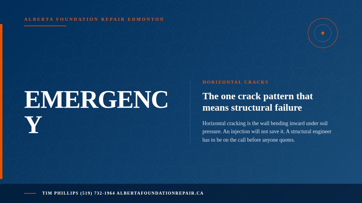 Horizontal Foundation Cracks Edmonton: The Most Serious Warning Sign — key fact visual from Alberta Foundation Repair