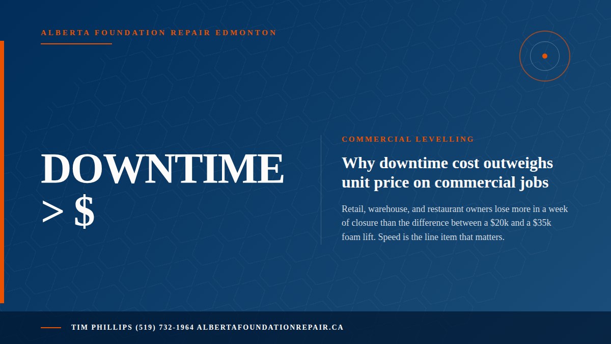 Commercial Concrete Levelling Edmonton: Cost, Methods, and What to Expect — key fact visual from Alberta Foundation Repair