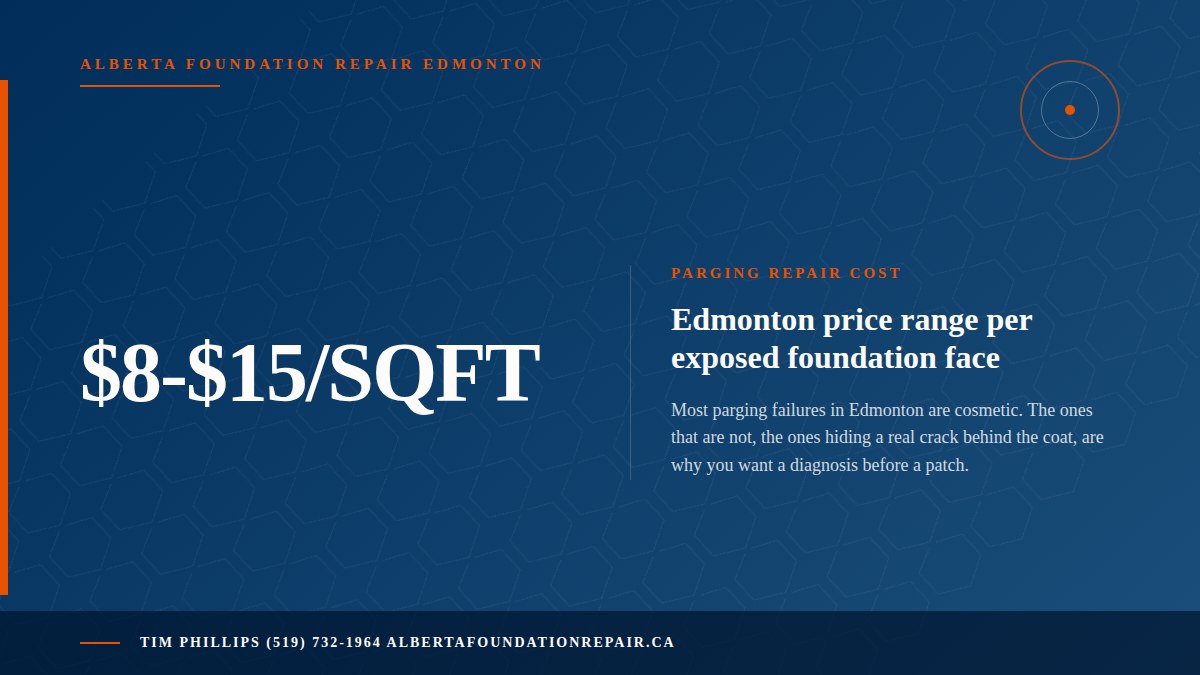 Parging Repair Edmonton: Cost, Causes, and When to Replace — key fact visual from Alberta Foundation Repair