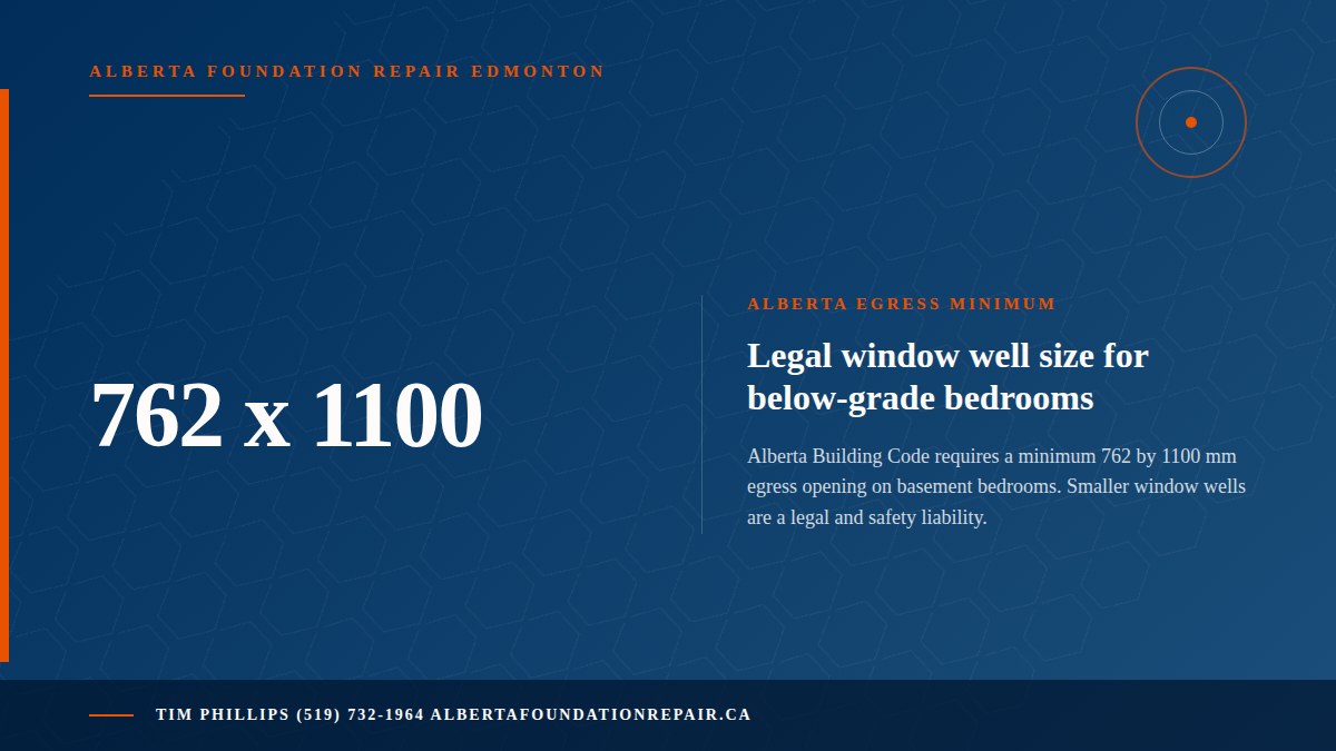 Window Well Edmonton: Egress Code, Drainage, and Flood Fixes — key fact visual from Alberta Foundation Repair