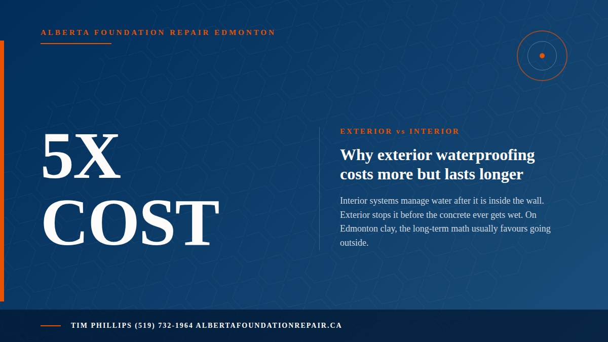 Basement Waterproofing Edmonton: Interior vs Exterior Guide — key fact visual from Alberta Foundation Repair