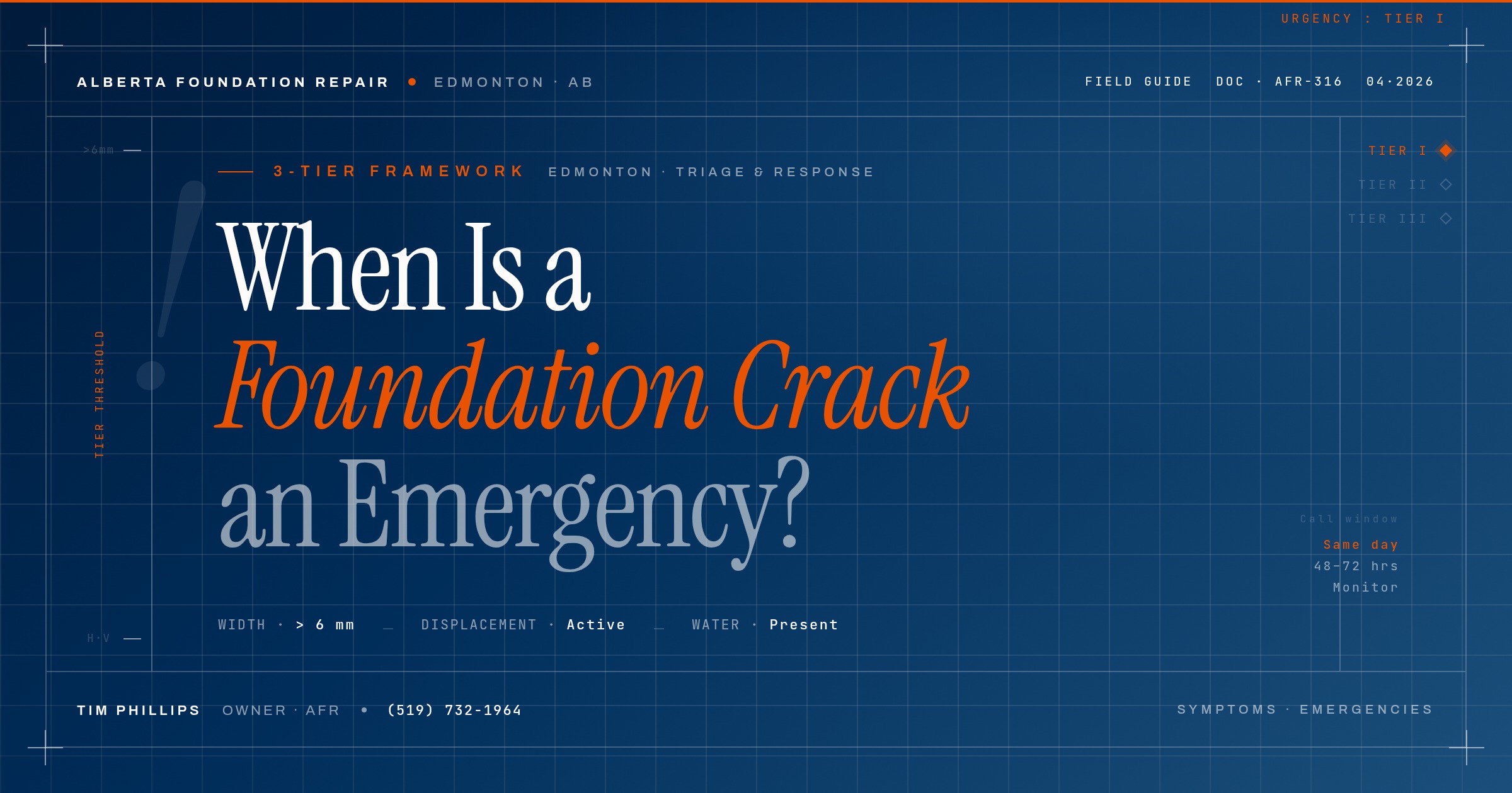 Alberta Foundation Repair Edmonton triage guide cover - When Is a Foundation Crack an Emergency