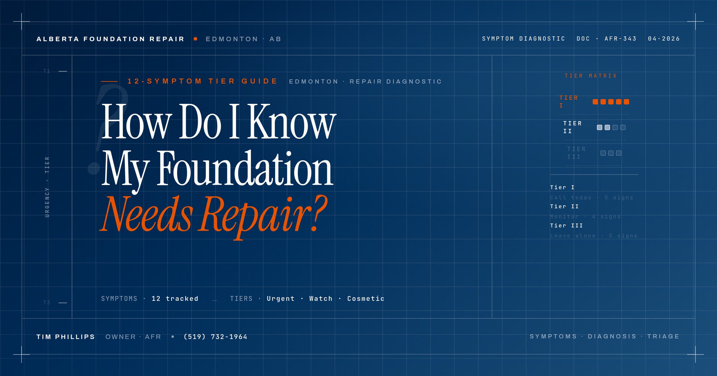 Alberta Foundation Repair Edmonton 12-symptom tier diagnostic cover
