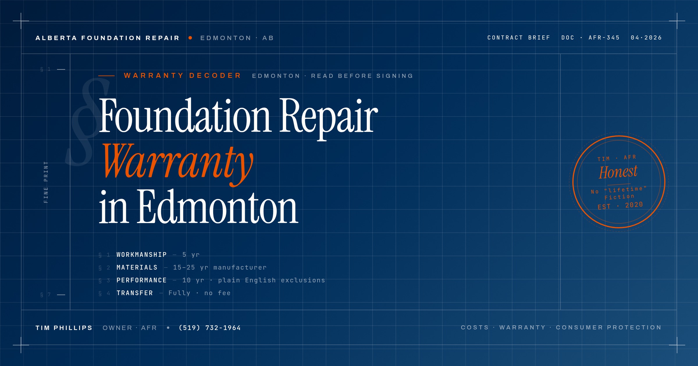 Alberta Foundation Repair Edmonton warranty contract decoder cover