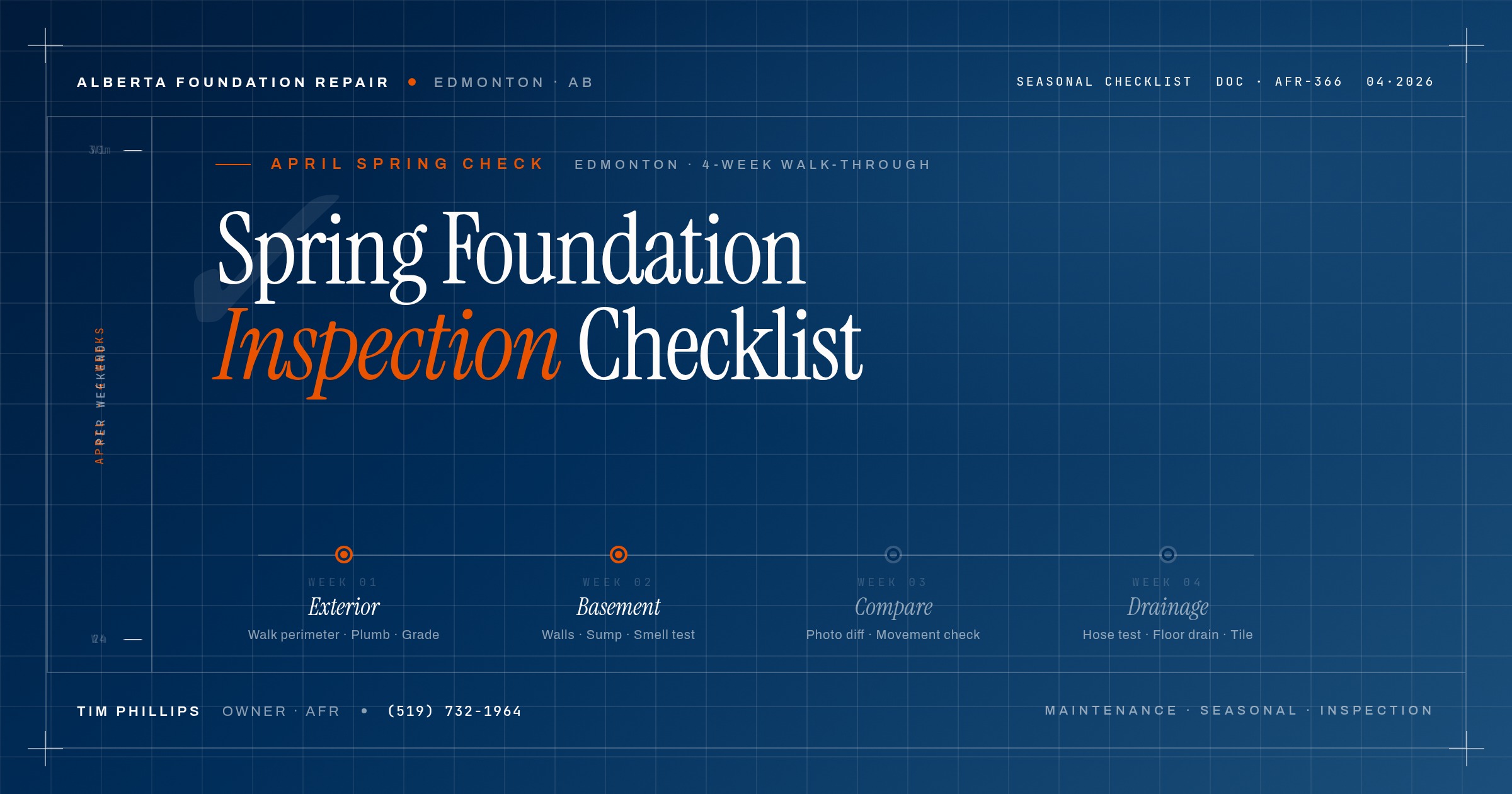 Alberta Foundation Repair Edmonton April 4-week spring inspection timeline cover